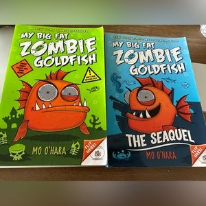 Two fun books, age 7-10 “ My big fat zombie fish” set of two